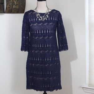Jessica Howard, blue lace  lined  dress......
